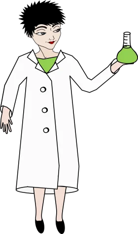 Quirky Female Scientist Clipart with Green Chemistry Flask Illustration
