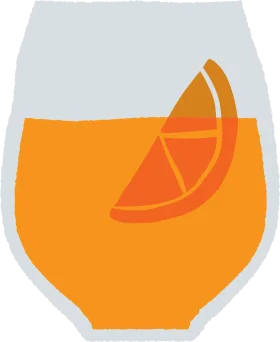Refreshing Orange Agua Fresca Clipart with Citrus Wedge Illustration
