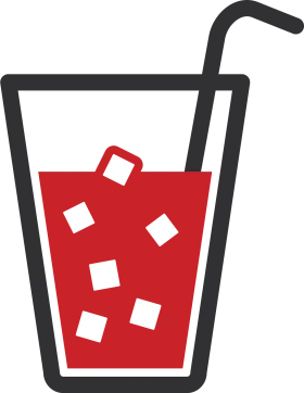 Refreshing Red Aguas Frescas Drink Clipart with Ice Cubes and Straw