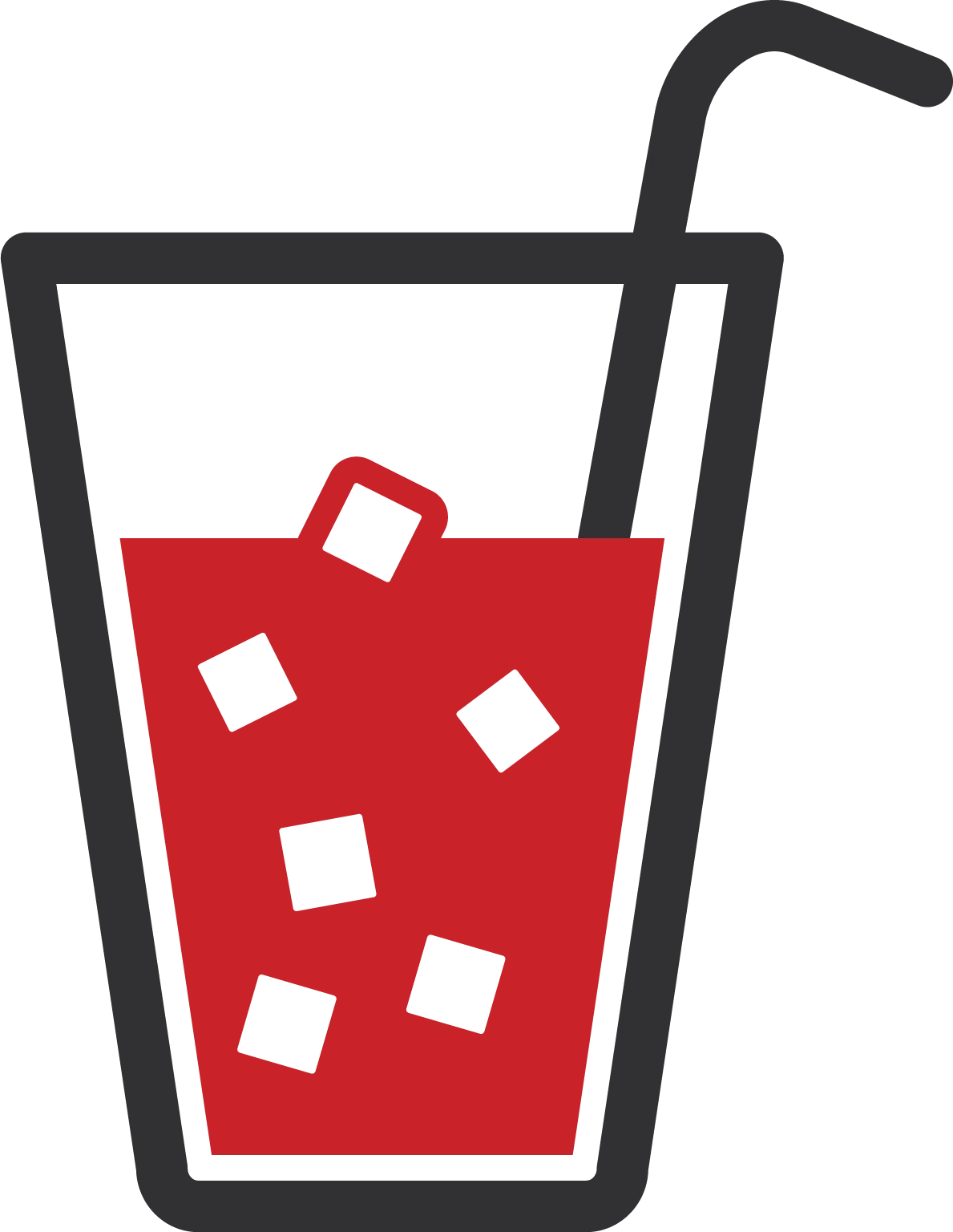 Refreshing Red Aguas Frescas Drink Clipart with Ice Cubes and Straw