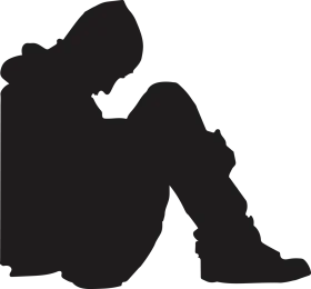 Silhouette of Emotional Despair: A Contemplative Moment in Minimalist Clipart Design