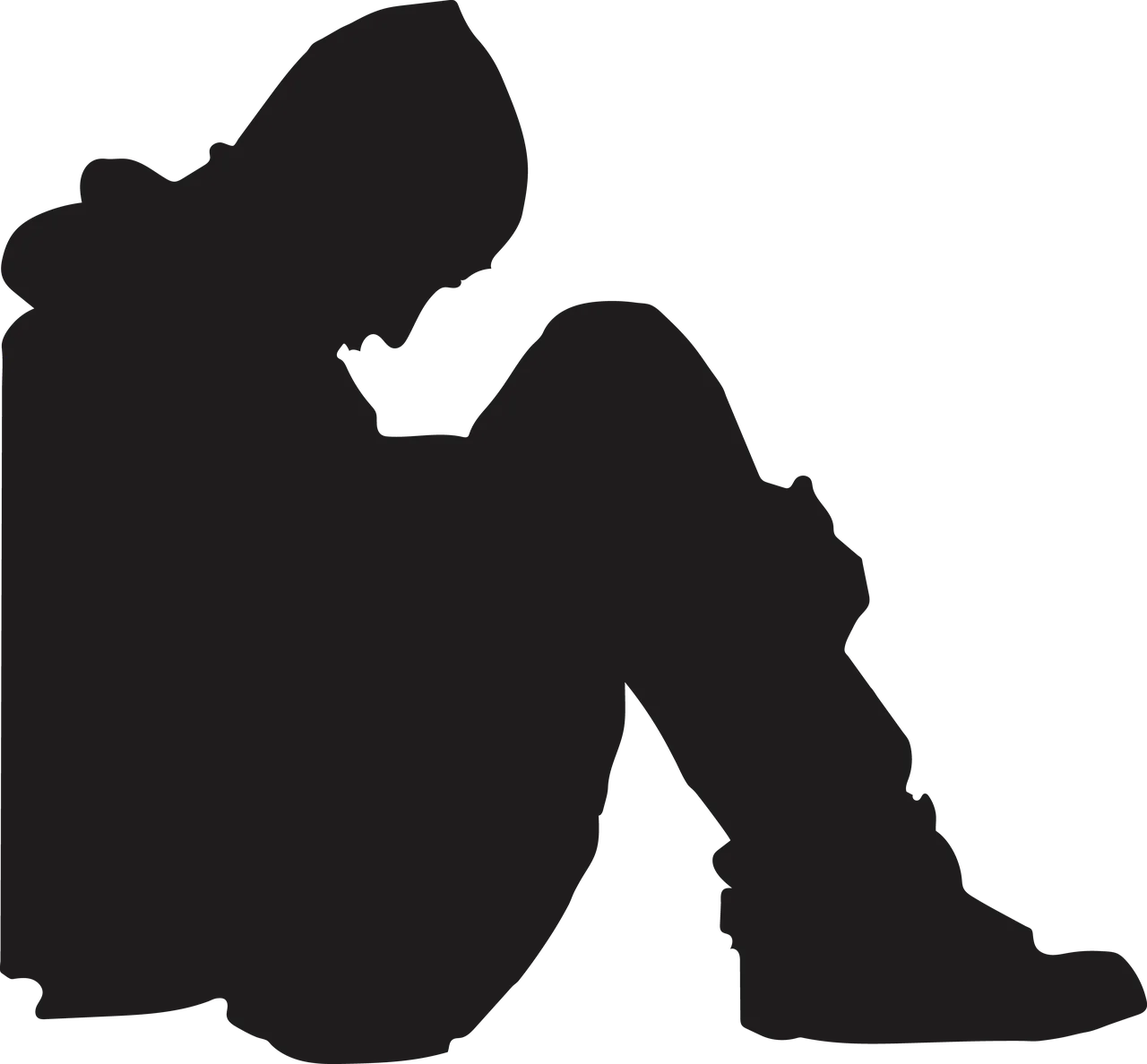 Silhouette of Emotional Despair: A Contemplative Moment in Minimalist Clipart Design