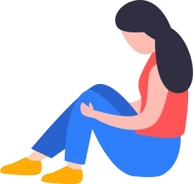 Solitary Figure Sitting Alone: A Minimalist Emotional Clipart Illustration of Inner Struggle