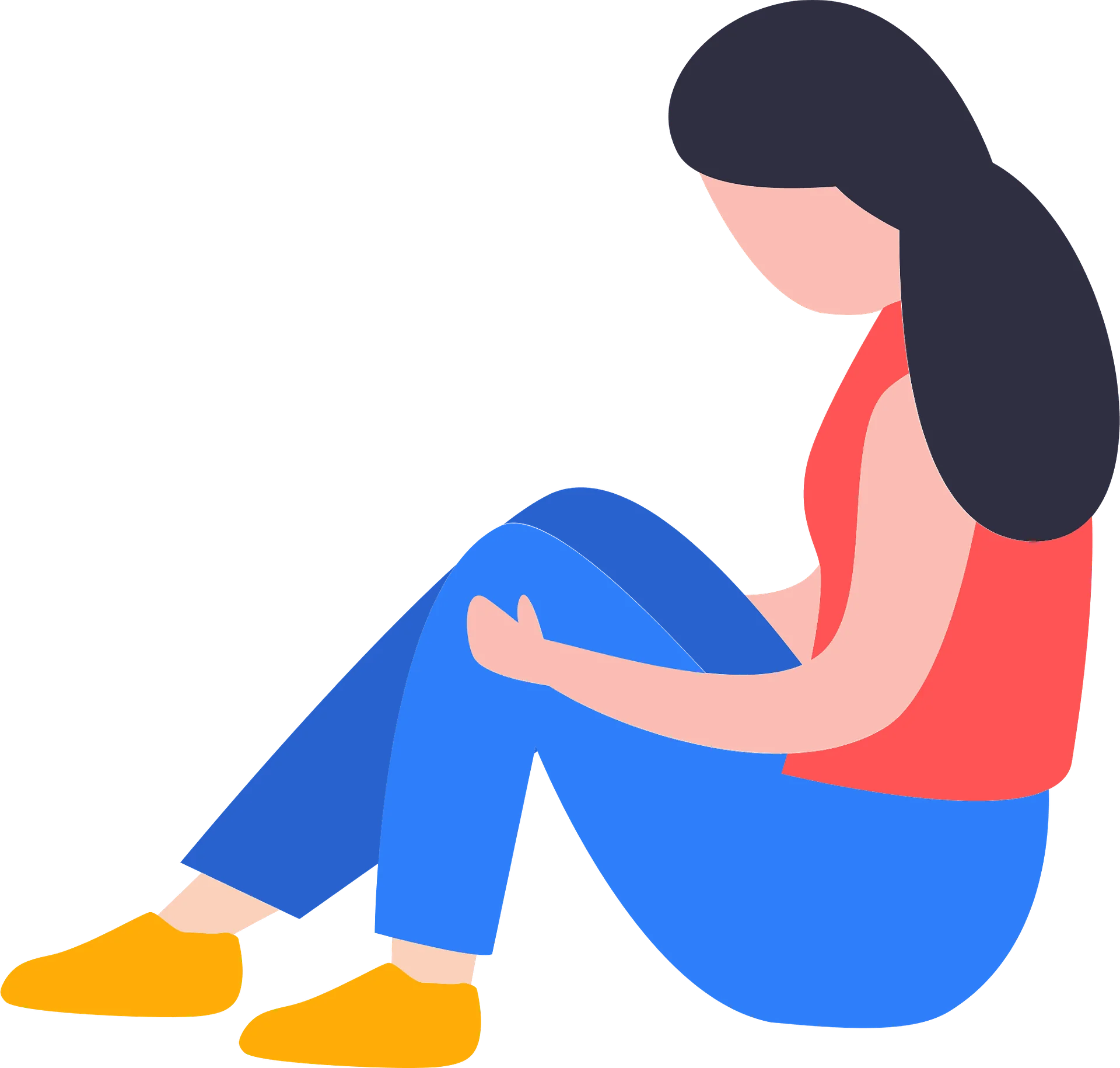Solitary Figure Sitting Alone: A Minimalist Emotional Clipart Illustration of Inner Struggle