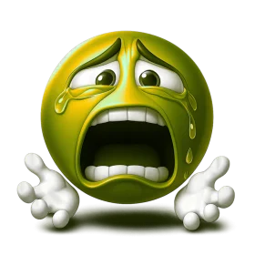 Sorrowful Green Emoticon Clipart: Intense Emotional Distress Visualization