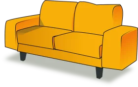 Sunny Yellow Two-Seater Sofa Clipart: Modern Living Room Furniture Illustration