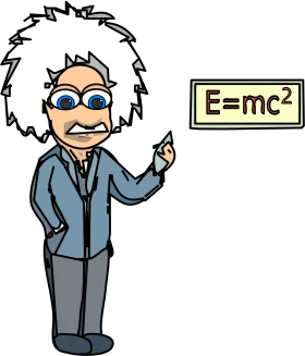 Whimsical Cartoon Scientist Clipart Depicting Famous Mass-Energy Equivalence Formula