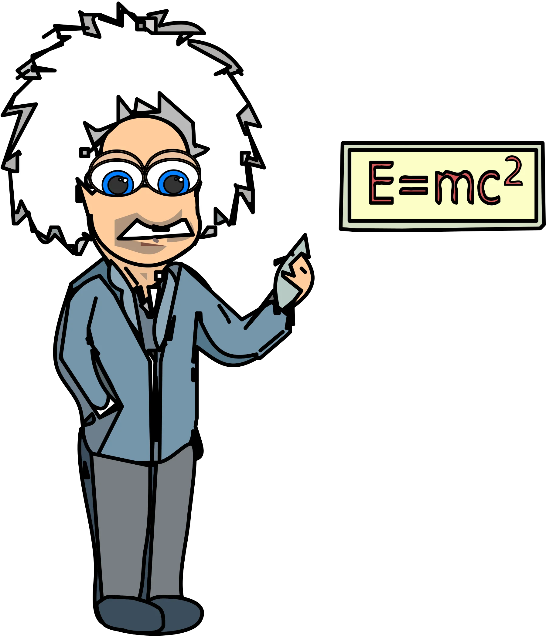 Whimsical Cartoon Scientist Clipart Depicting Famous Mass-Energy Equivalence Formula
