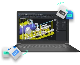 3D Engineering CAD Software Visualization Clipart with Technical Laptop Render