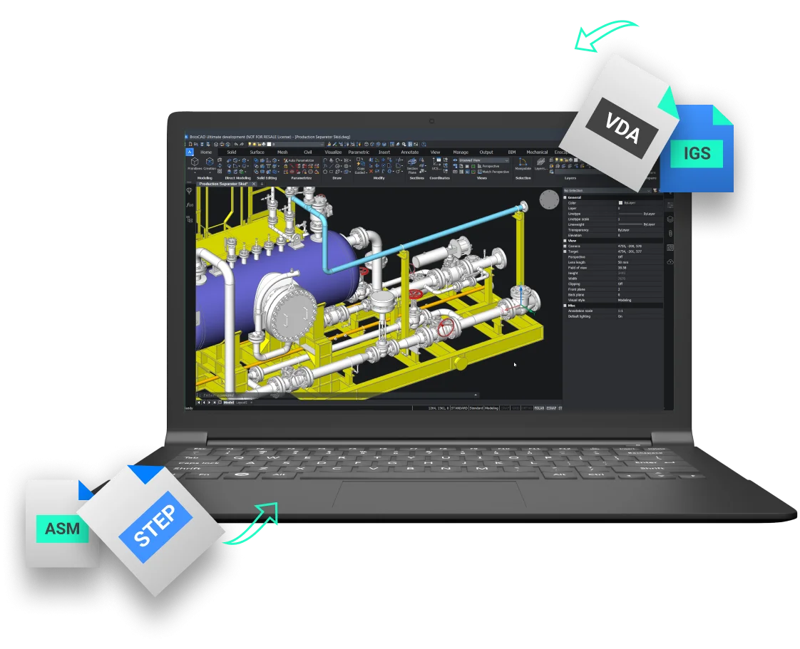 3D Engineering CAD Software Visualization Clipart with Technical Laptop Render