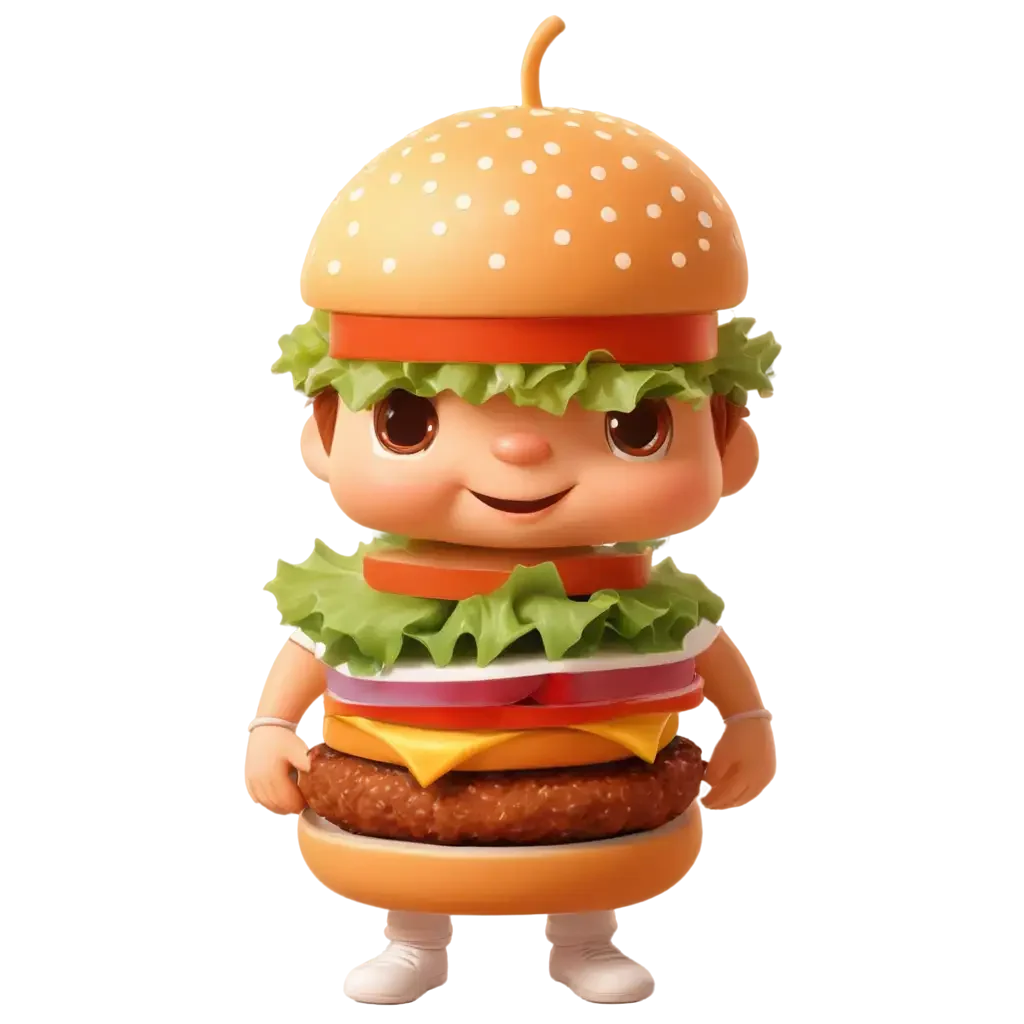 Adorable Cartoon Hamburger Character Mascot Clipart with Charming Personality