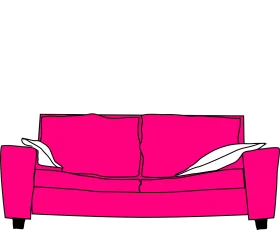 Bold Hot Pink Modern Two-Seater Sofa Clipart Design with Clean Lines