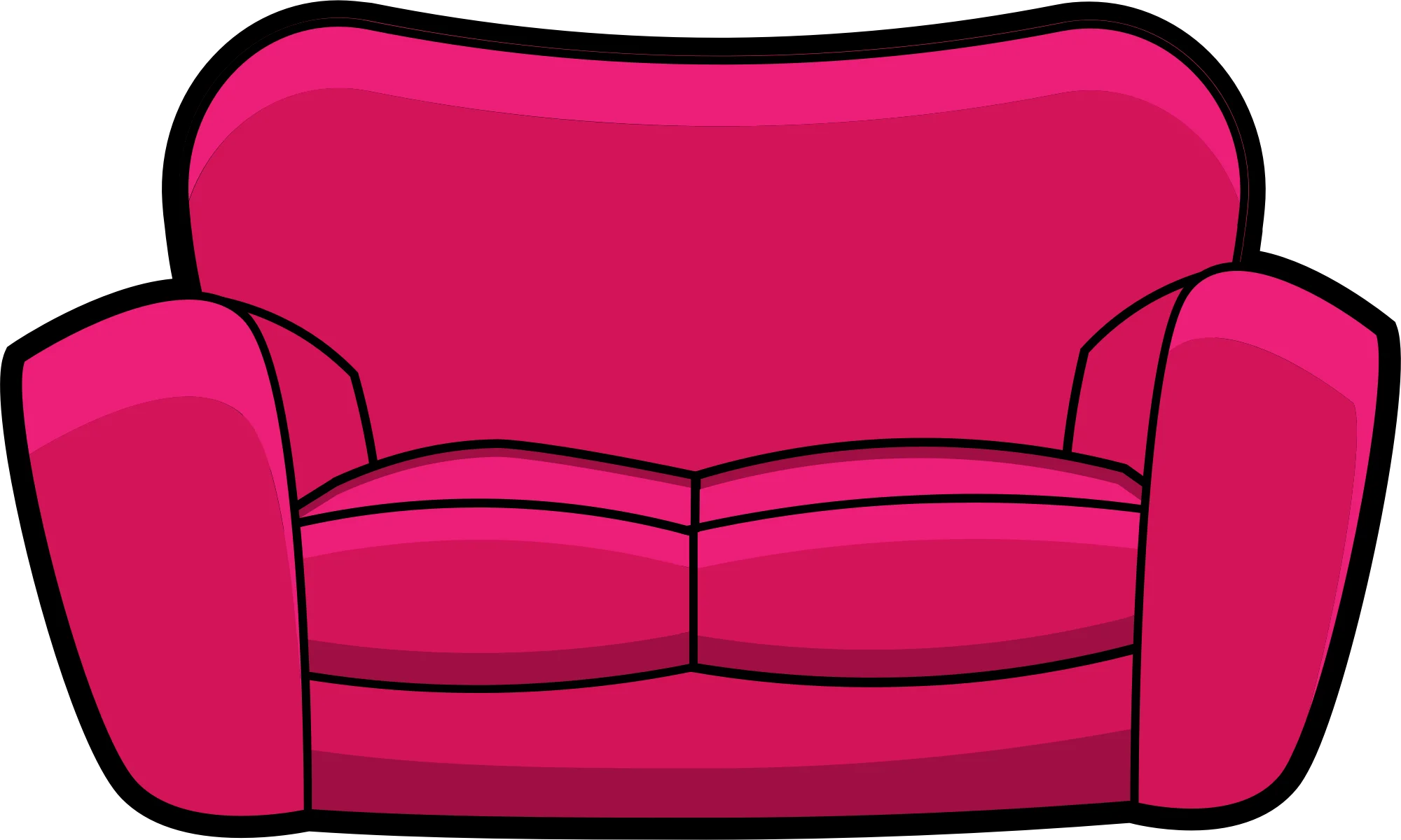 Cartoon-Style Magenta Two-Seater Sofa Clipart Illustration with Simple Design