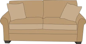 Classic Beige Two-Seater Sofa Clipart with Simple Minimalist Design