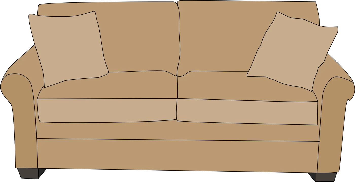 Classic Beige Two-Seater Sofa Clipart with Simple Minimalist Design