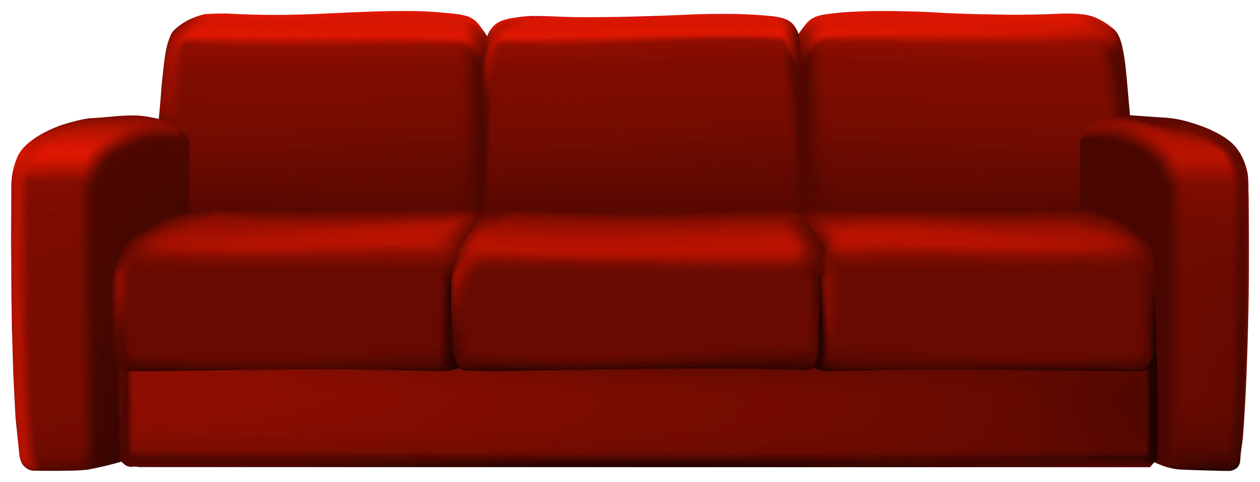 Classic Bold Red Three-Seater Sofa Minimalist Clipart Design