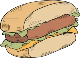 Classic Cheeseburger Clipart: Deliciously Illustrated Sandwich Artwork with Layers