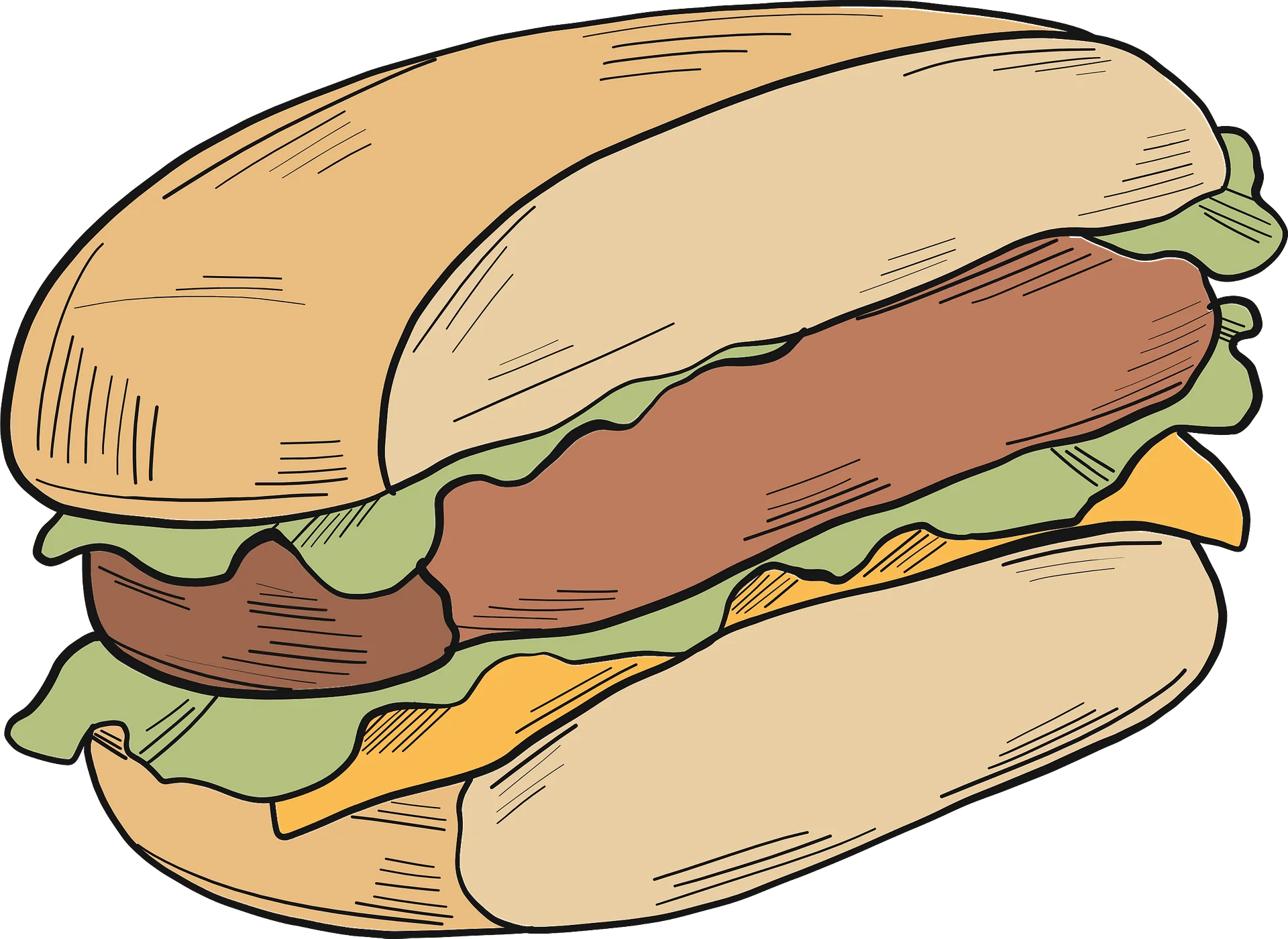 Classic Cheeseburger Clipart: Deliciously Illustrated Sandwich Artwork with Layers