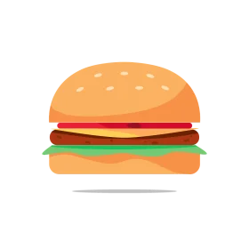 Classic Cheeseburger Clipart Design with Layered Ingredients and Soft Hues