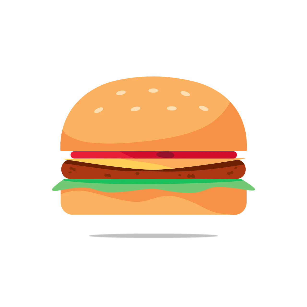 Classic Cheeseburger Clipart Design with Layered Ingredients and Soft Hues