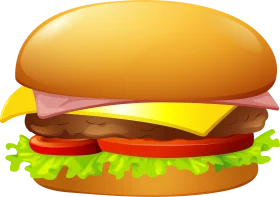 Classic Cheeseburger Clipart Design with Layers of Delicious Ingredients