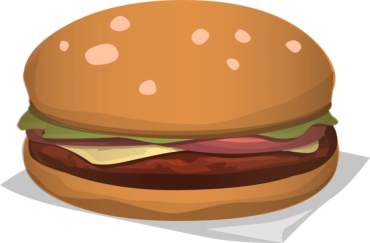 Classic Cheeseburger Clipart: Tasty Illustrated Burger Graphic Design