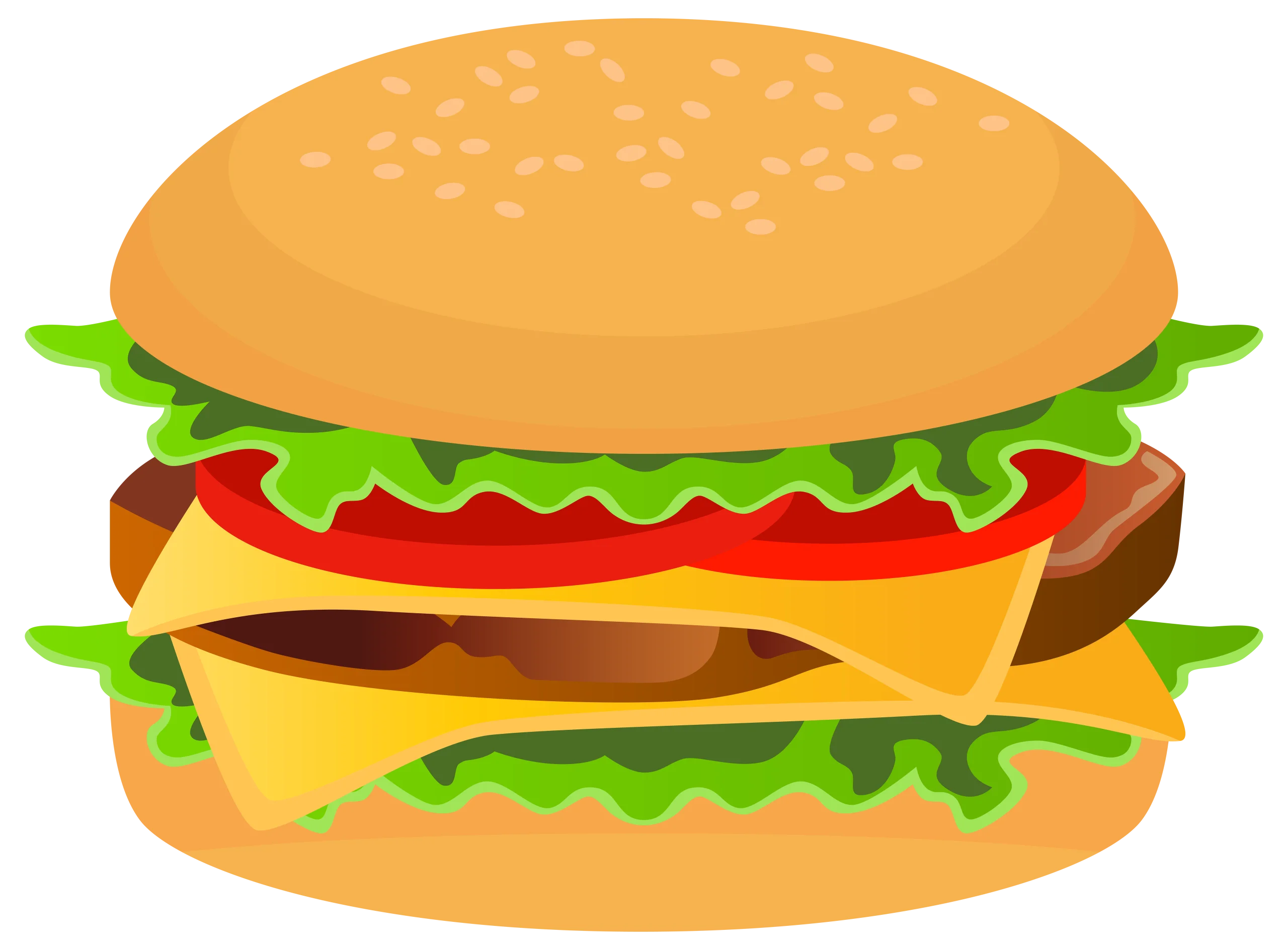 Classic Double-Patty Hamburger Clipart Design with Fresh Layers and Textures