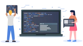 Collaborative Software Development Clipart Illustration with Programmers