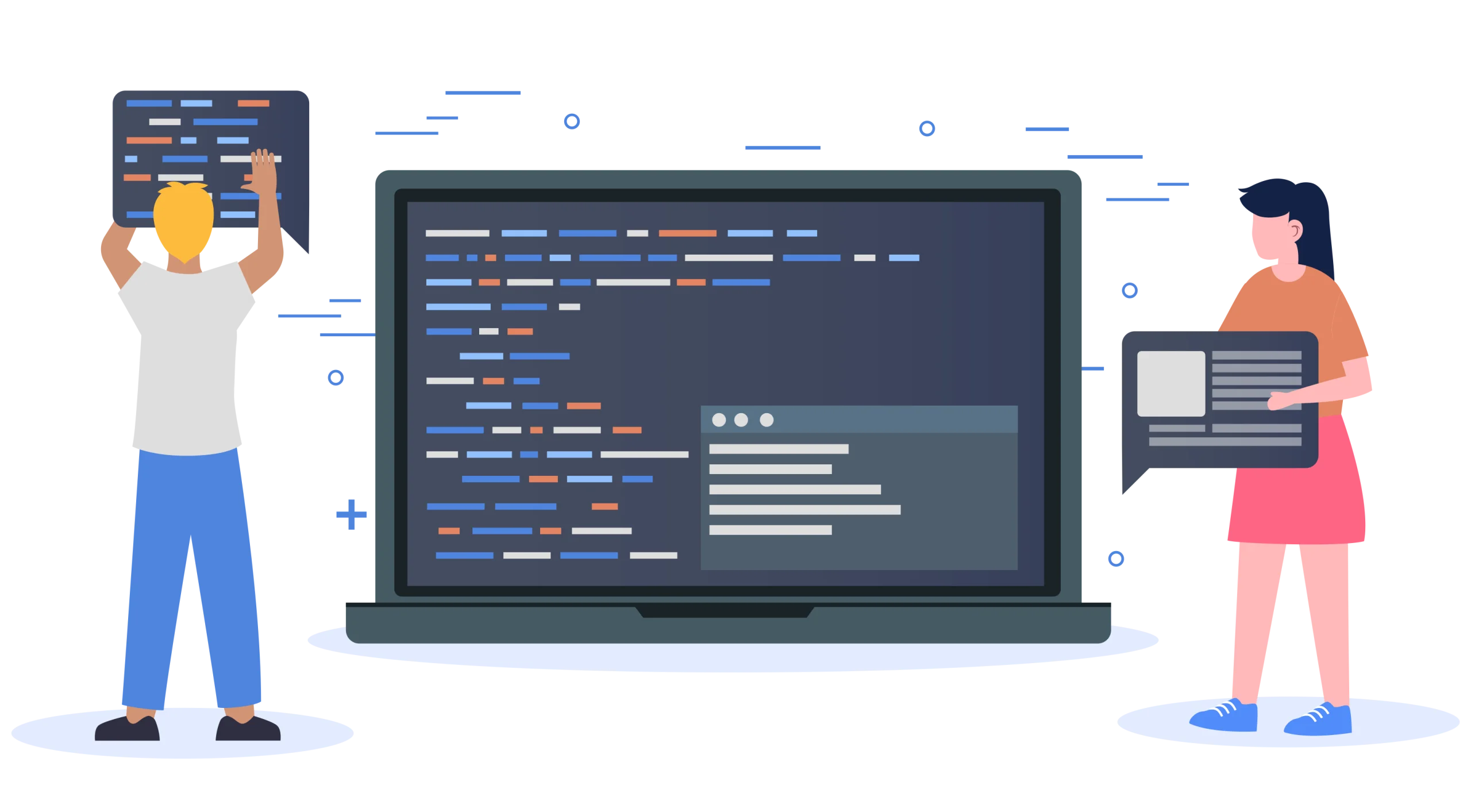 Collaborative Software Development Clipart Illustration with Programmers