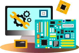 Computer Repair and Maintenance Technology Clipart Illustration Design