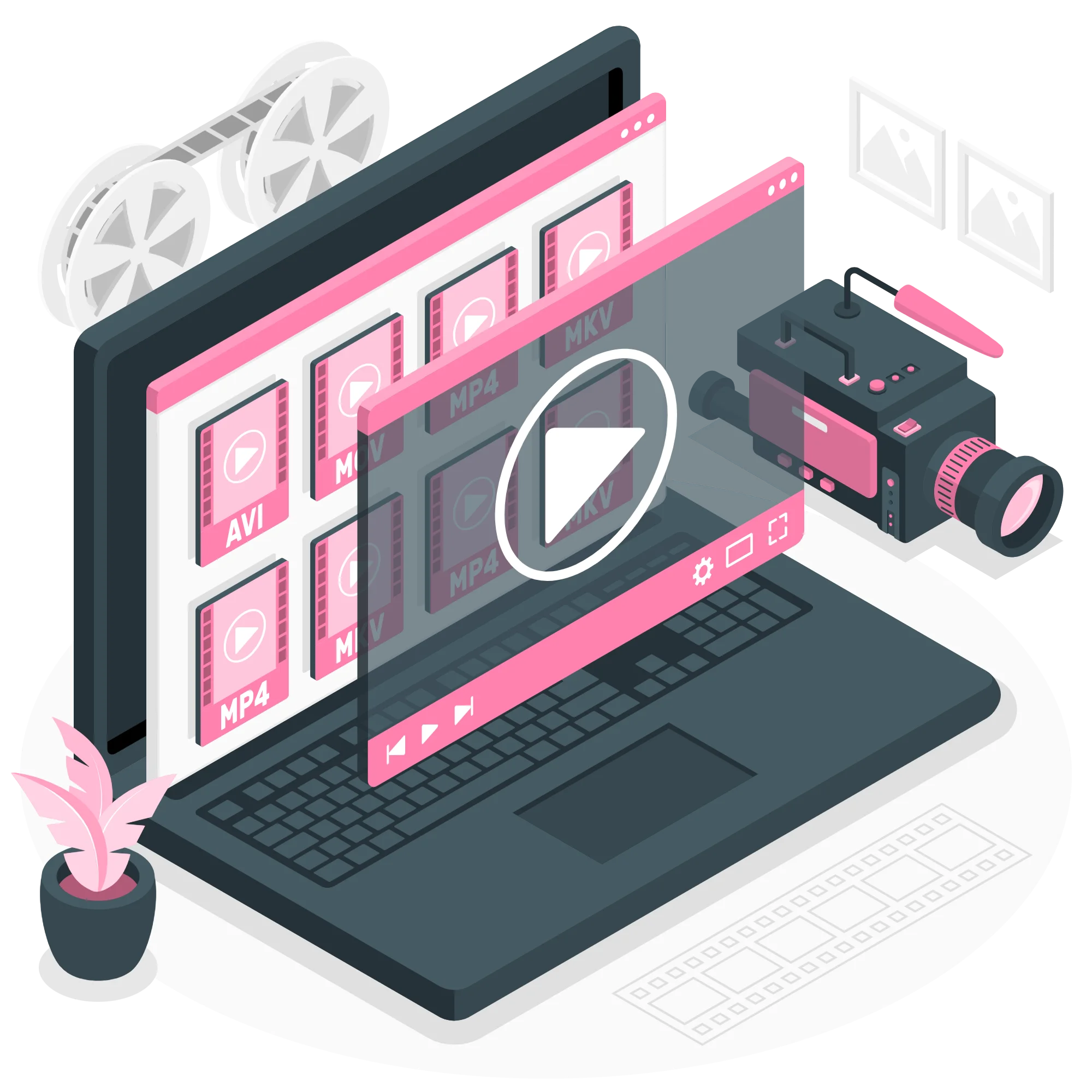 Creative Digital Photography Workspace Isometric Clipart Illustration Design