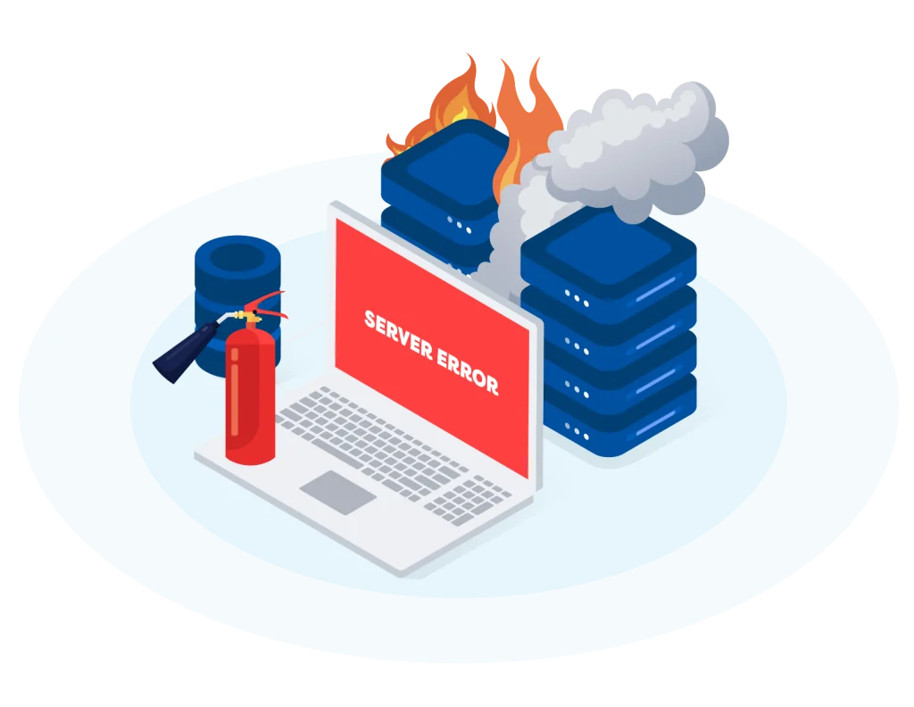 Cybersecurity Defense: Data Protection and Server Breach Prevention Clipart Illustration