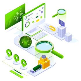 Data Analytics and Digital Research Software Process Isometric Clipart Illustration