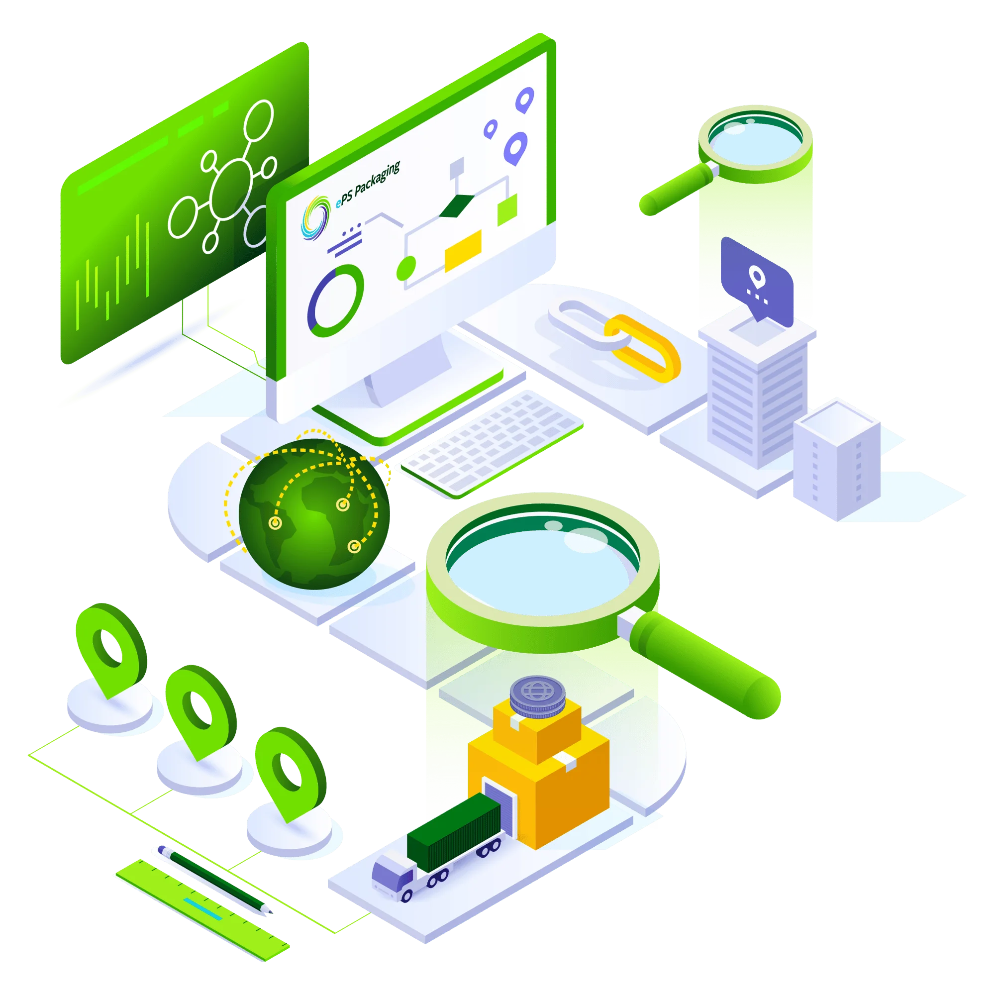 Data Analytics and Digital Research Software Process Isometric Clipart Illustration