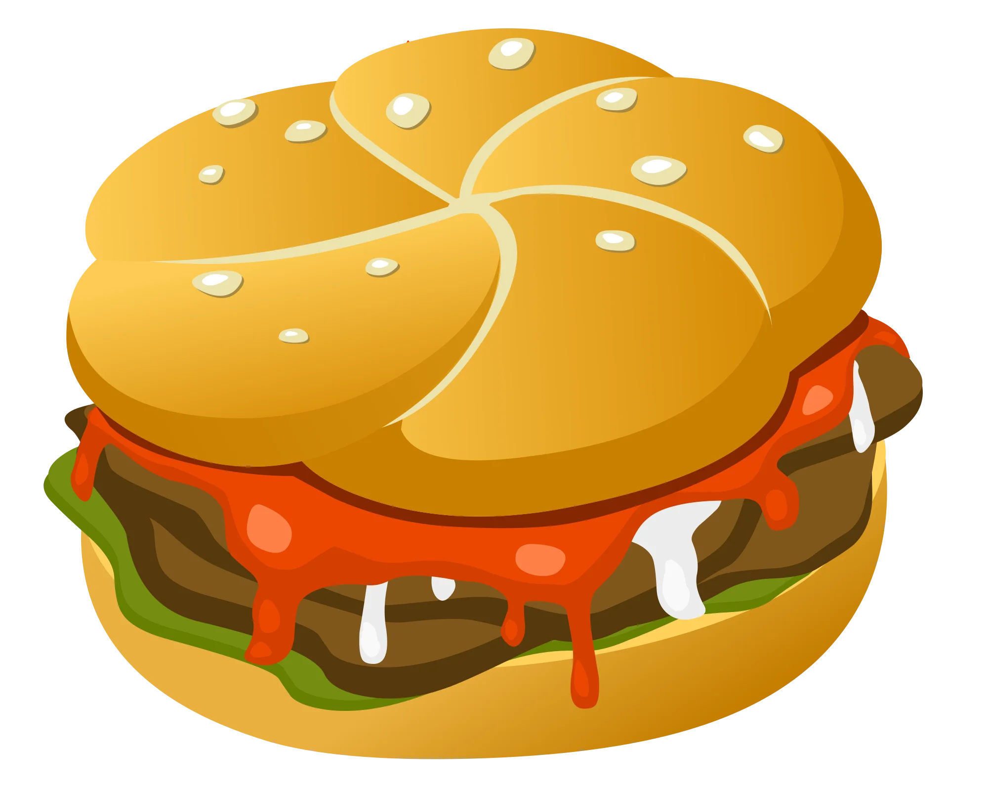 Deliciously Illustrated Classic Cheeseburger Clipart with Golden Bun