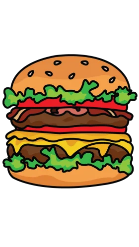 Deliciously Layered Double Cheeseburger Clipart with Sesame Seed Bun