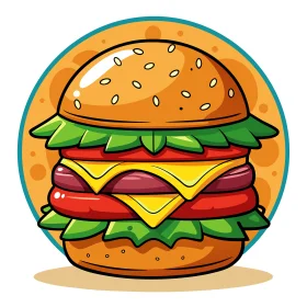 Deliciously Stylized Cheeseburger Clipart with Bold Cartoon Design