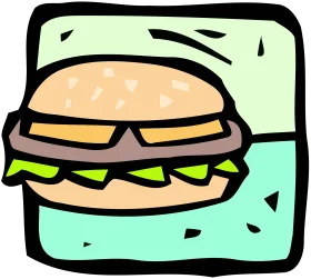 Delightful Minimalist Hamburger Clipart with Playful Color Palette and Simple Design