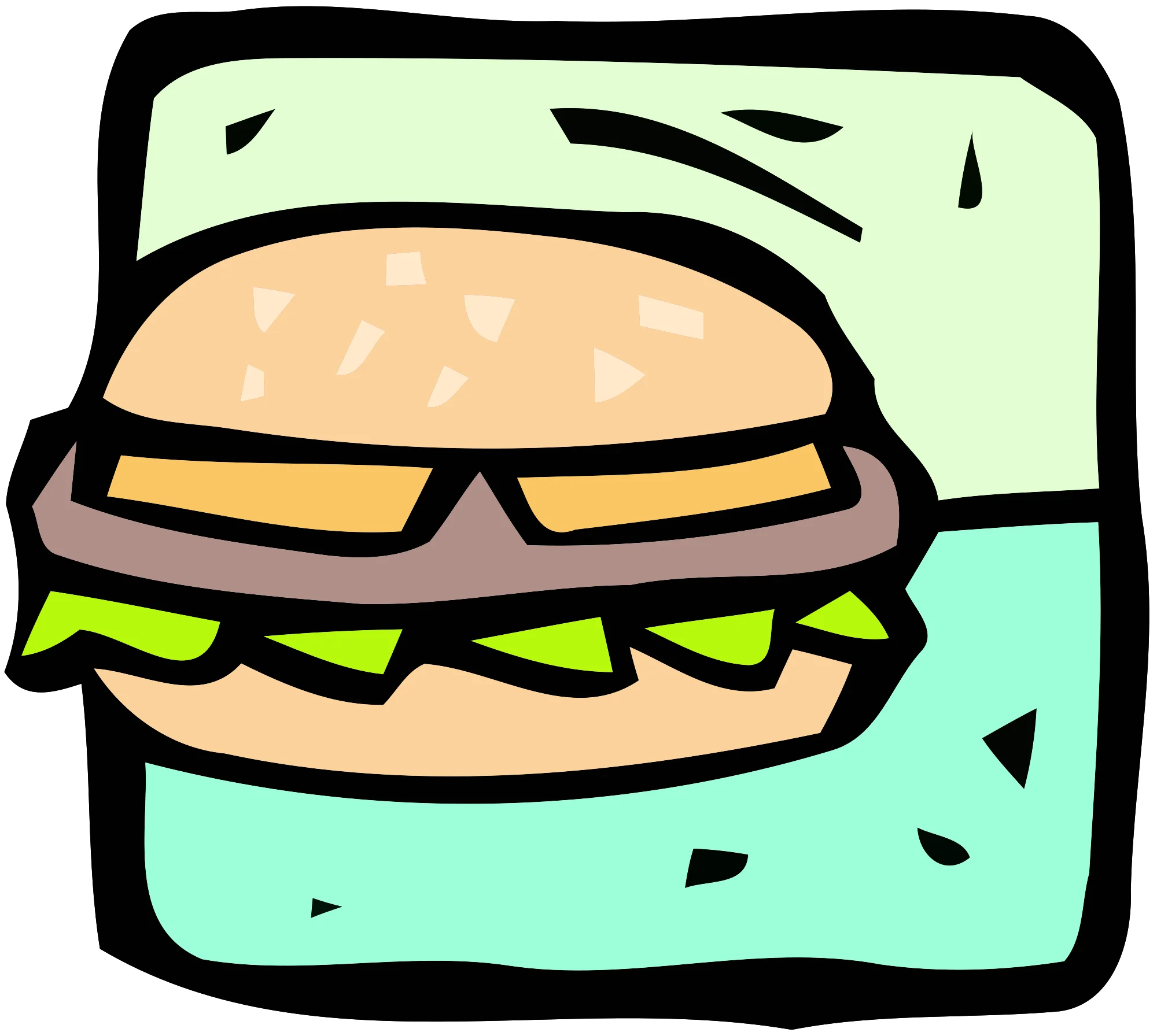 Delightful Minimalist Hamburger Clipart with Playful Color Palette and Simple Design