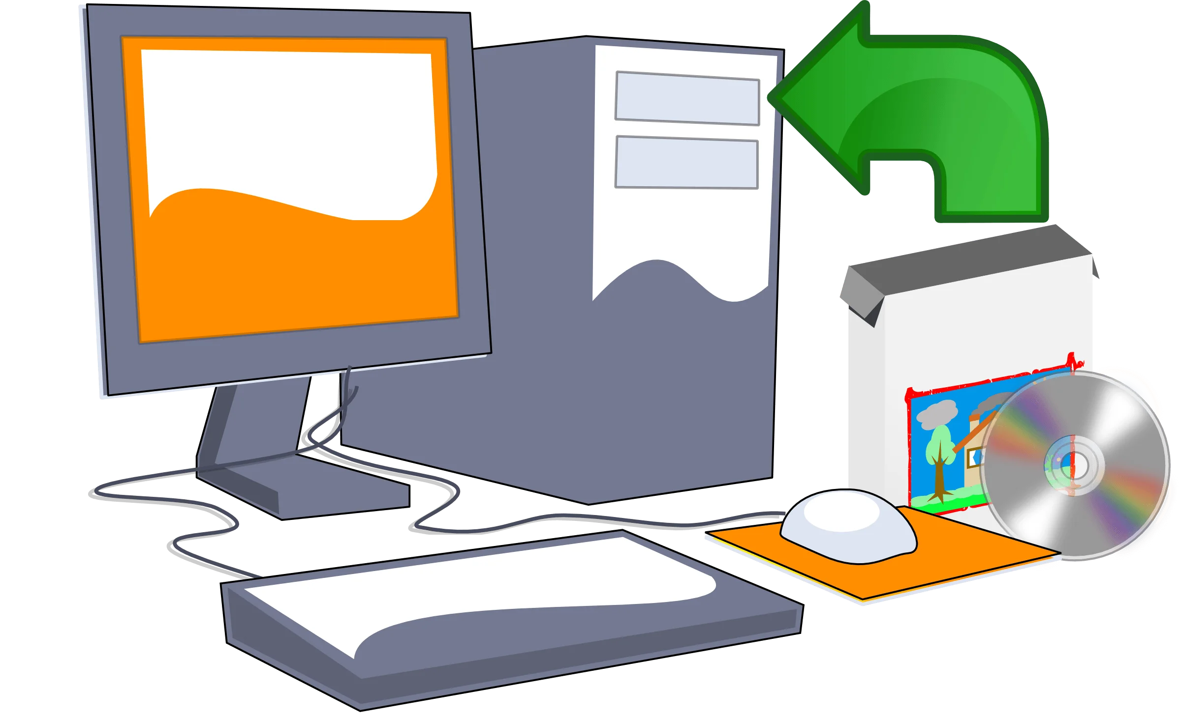 Detailed Computer Software and Hardware Components Clipart Illustration