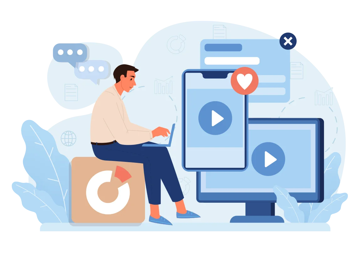 Digital Content Creation and Multimedia Workflow Clipart Illustration