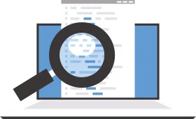 Digital Magnification Exploration: Software Analysis Clipart Illustration