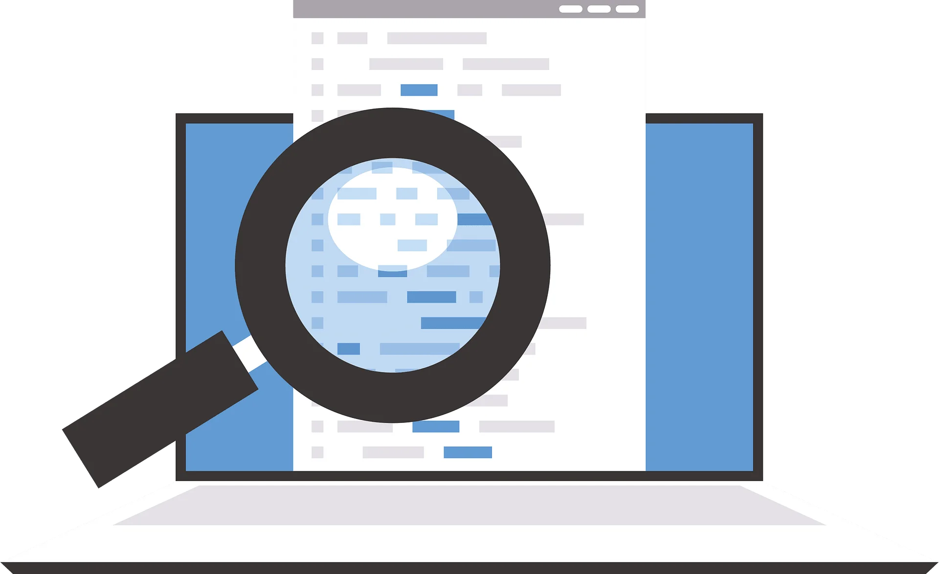 Digital Magnification Exploration: Software Analysis Clipart Illustration