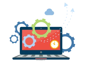 Digital Software Development and System Integration Clipart Illustration