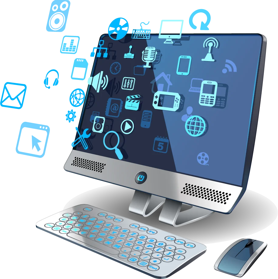 Digital Technology Connectivity Clipart: Futuristic Computer Interface Design