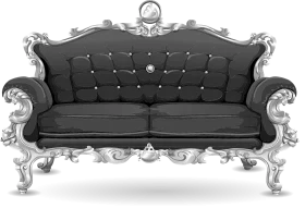 Elegant Baroque-Style Victorian Sofa Clipart with Ornate Silver Accents