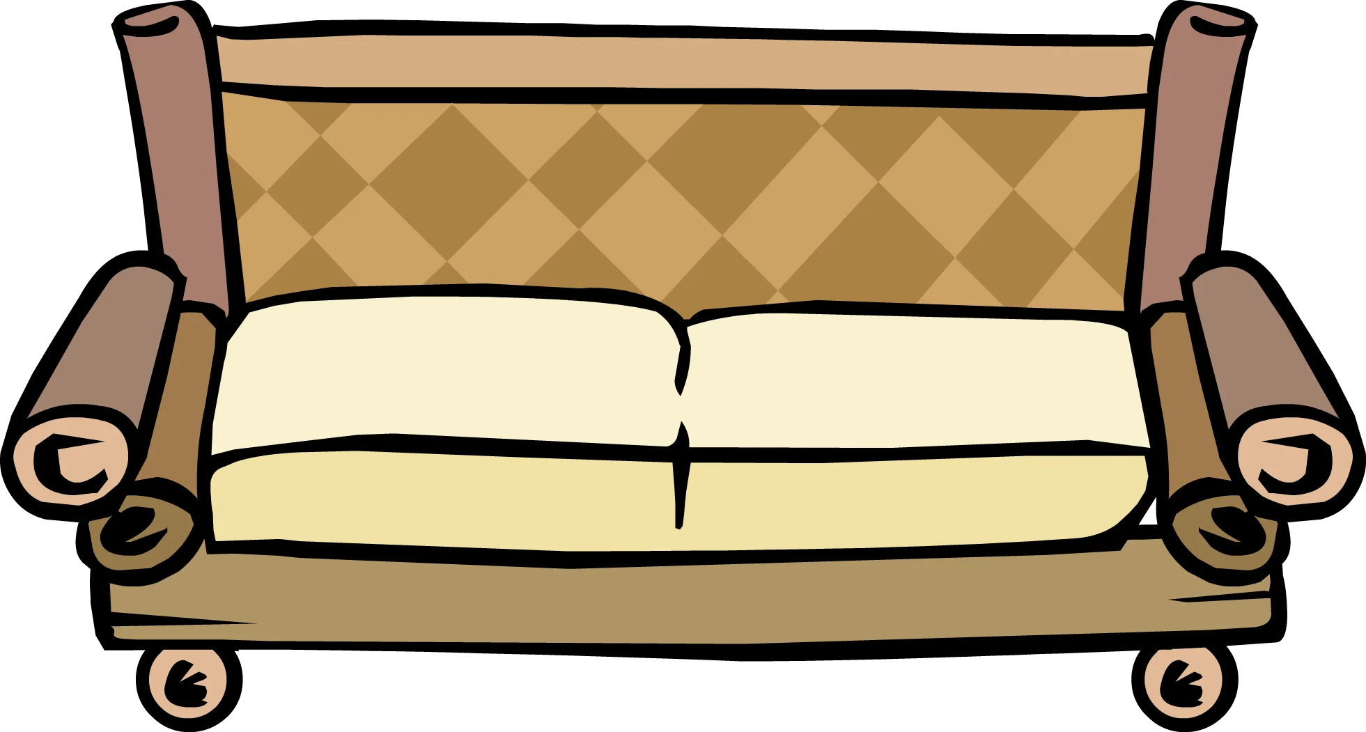 Elegant Vintage-Style Sofa Clipart with Geometric Pattern Backrest Design