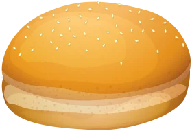 Golden Sesame Hamburger Bun Clipart with Soft Color Gradient