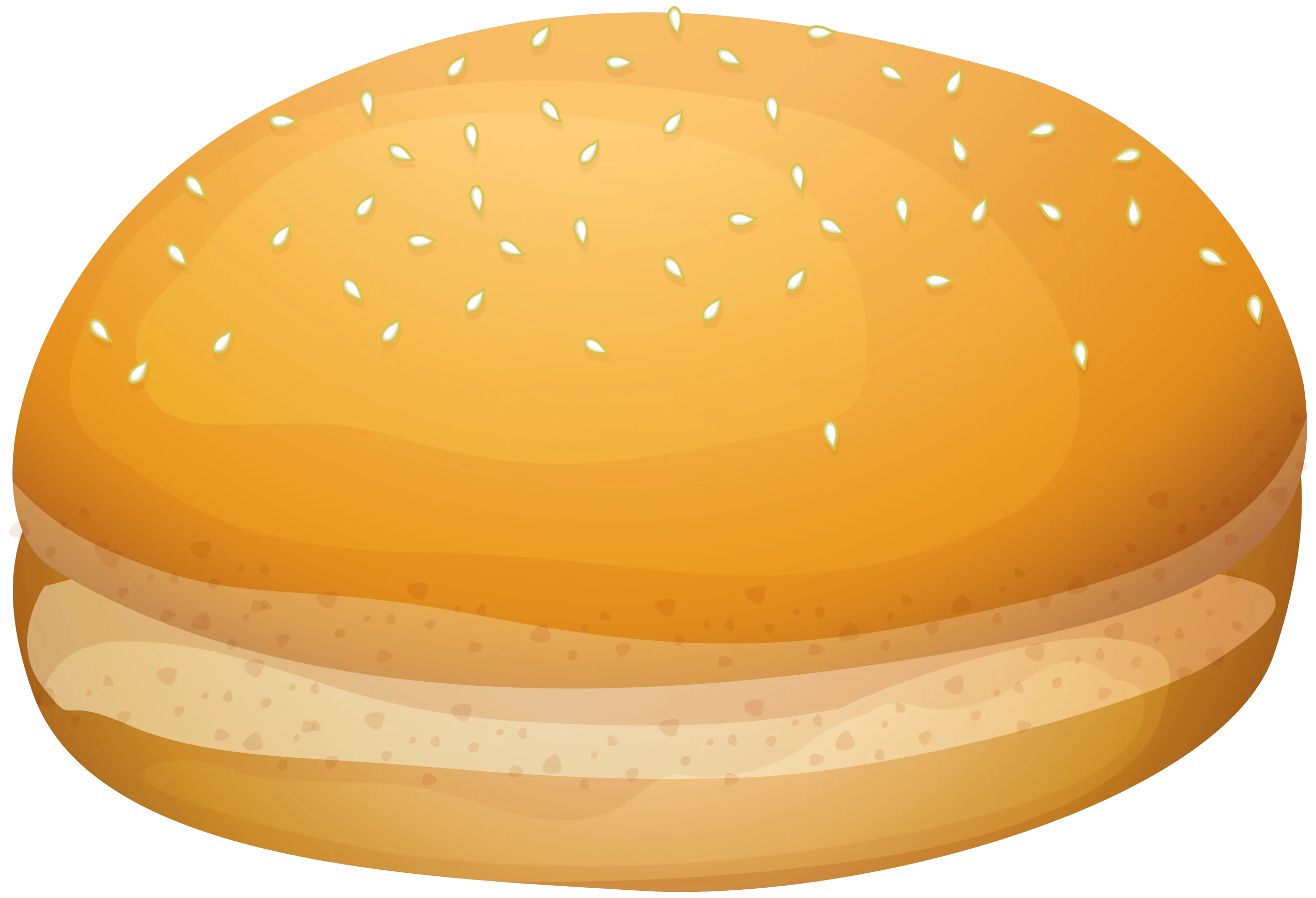 Golden Sesame Hamburger Bun Clipart with Soft Color Gradient