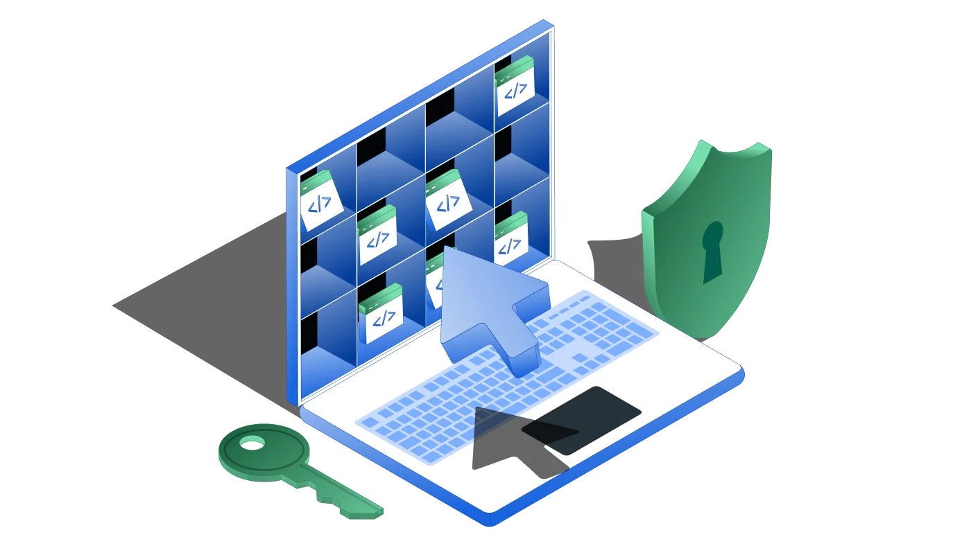 Isometric Digital Security and Data Protection Cybersecurity Clipart Illustration